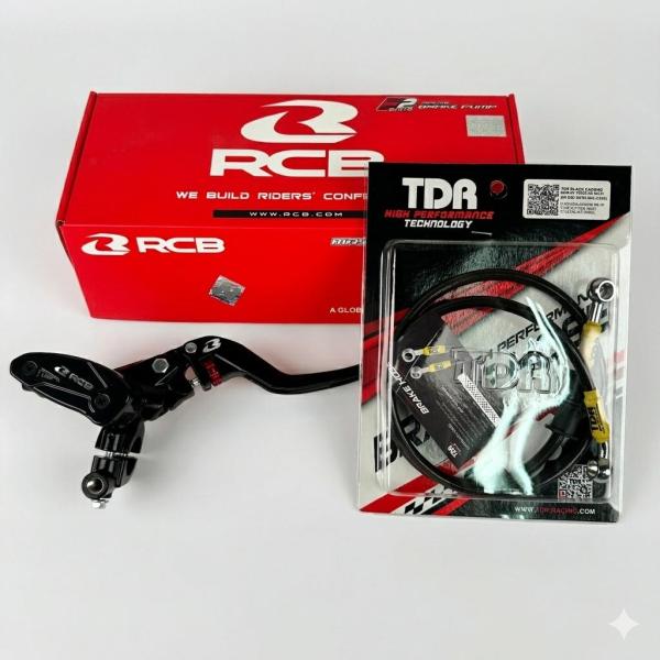 Paket Bundling Master Rem Rcb E2+ E3+ E4+ & Selang Rem Tdr 90cm Black Carbon Untuk Motor Matic