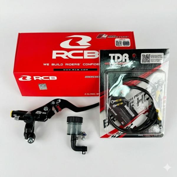 Paket Bundling Master Rem Rcb E2+ E3+ E4+ & Selang Rem Tdr 90cm Black Carbon Untuk Motor Matic