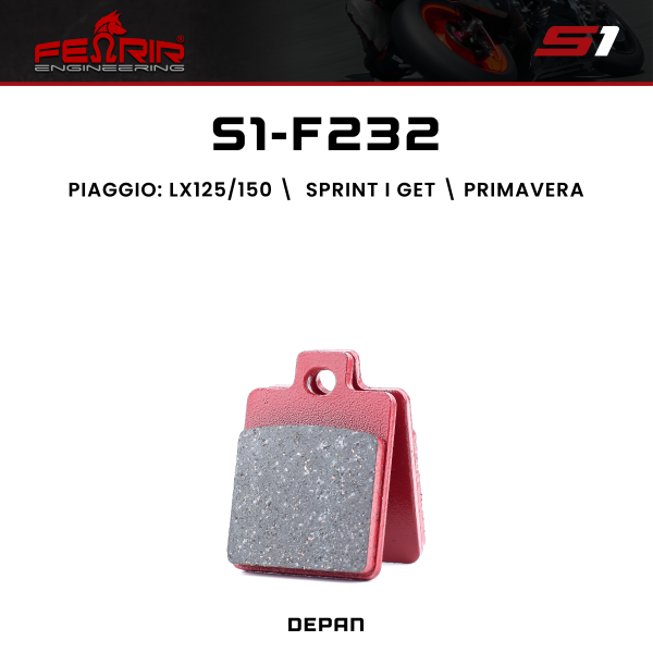 Kampas Rem Depan Fenrir LX Zip 125 150 Sprint i Get Primavera Liberty 125 150 ('07-'15) S1-F232