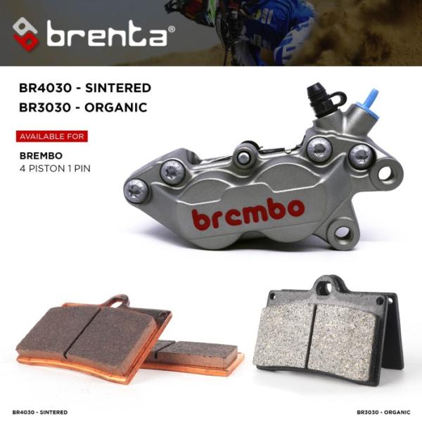 Kampas Rem Sintered Brenta Brembo 4 Piston 1 Pin BR4030