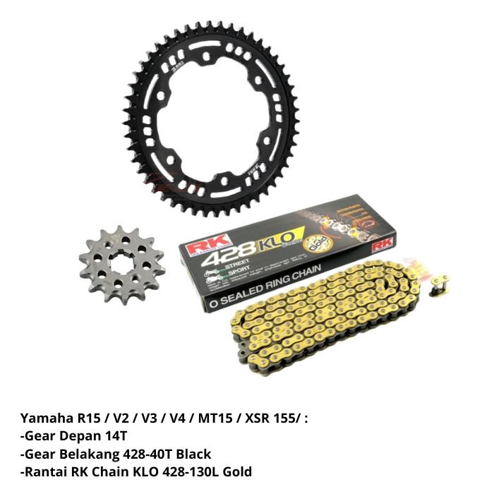 Paket Gear Gir Set Depan Belakang Rantai Yamaha R15V3 R15V4 R15 V3 V4 XSR 155 XSR155 Ukuran Standar