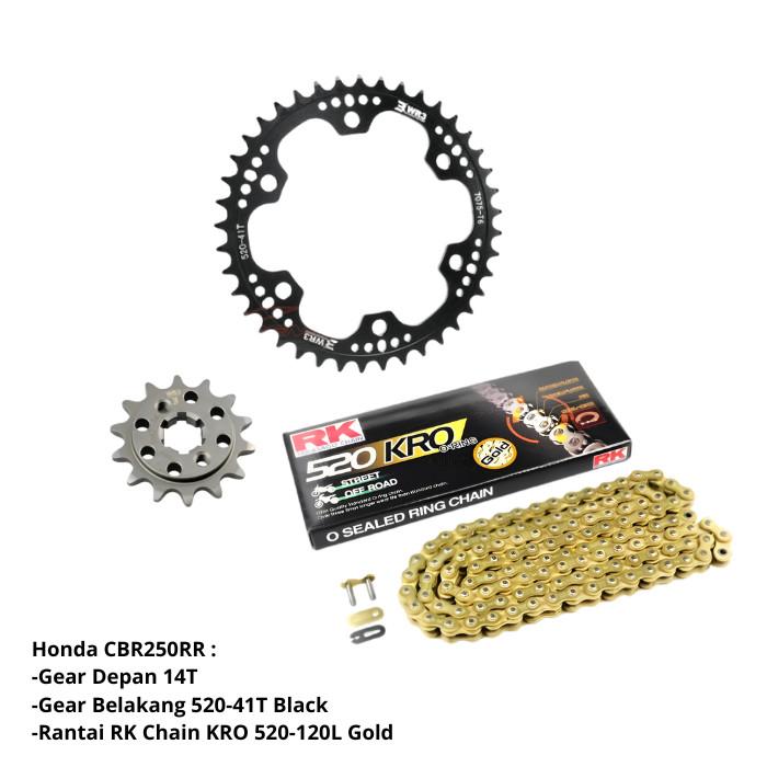 Paket Gear Gir Set Depan Belakang Rantai Honda CBR250RR CBR 250RR Ukuran Standar