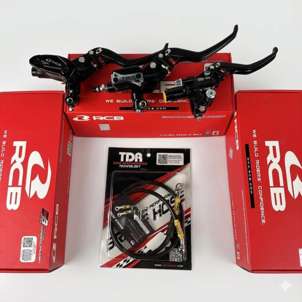 Paket Bundling Master Rem Rcb E2+ E3+ E4+ & Selang Rem Tdr 90cm Black Carbon Untuk Motor Matic